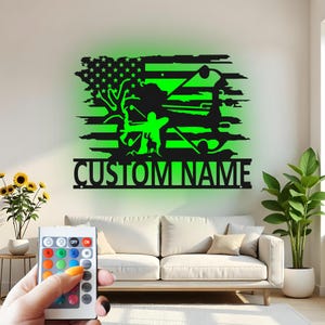 Custom Bow Hunting Metal Wall Art: LED Hunter Decor