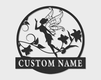 Personalized Fairy Name Sign | Metal Wall Art, LED Nursery Decor