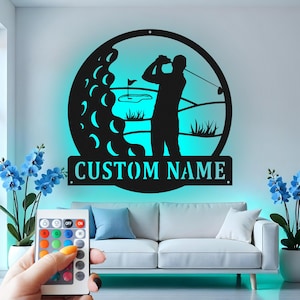 Custom Golf LED Metal Wall Art: Personalized Golfer Gift