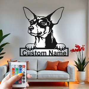 Chihuahua Dog Custom Sign Metal Wall Decor With Led Light , Pet Memorial Decor, Dog Lover Gift for Home Decor