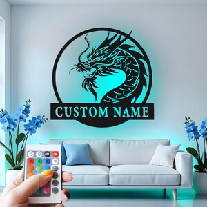 Décoration murale en métal dragon personnalisée avec LED : déco mythique personnalisée