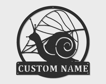 Personalized Snail Metal Sign | Custom Garden Name Decor | LED Outdoor Art