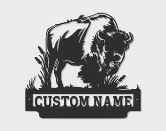 Custom Bison Metal Wall Art with LED Lights – Personalized Rustic Wildlife Decor