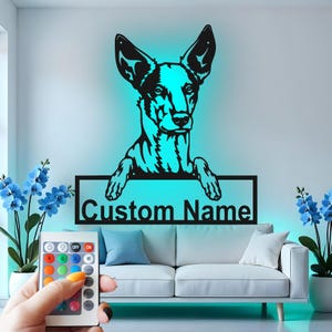 Custom Dog Metal Wall Art with LED: Personalized Pet Name Sign