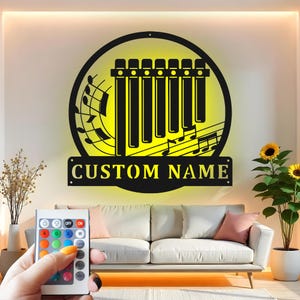 Pan Flute Custom Sign Metal Wall Decor With Led Light , Musical Instrument Custom Sign Metal Wall Decor, Gift for Musician Studio Decor