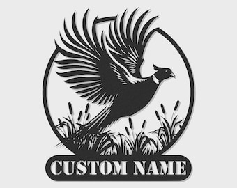 Decoración de pared personalizada con faisanes / Letrero metálico LED personalizado para cazadores / Decoración de cabañas y refugios