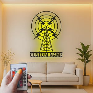 Custom Radio Tower LED Metal Sign | Vintage Broadcasting Art, Ham Radio Gift image 8
