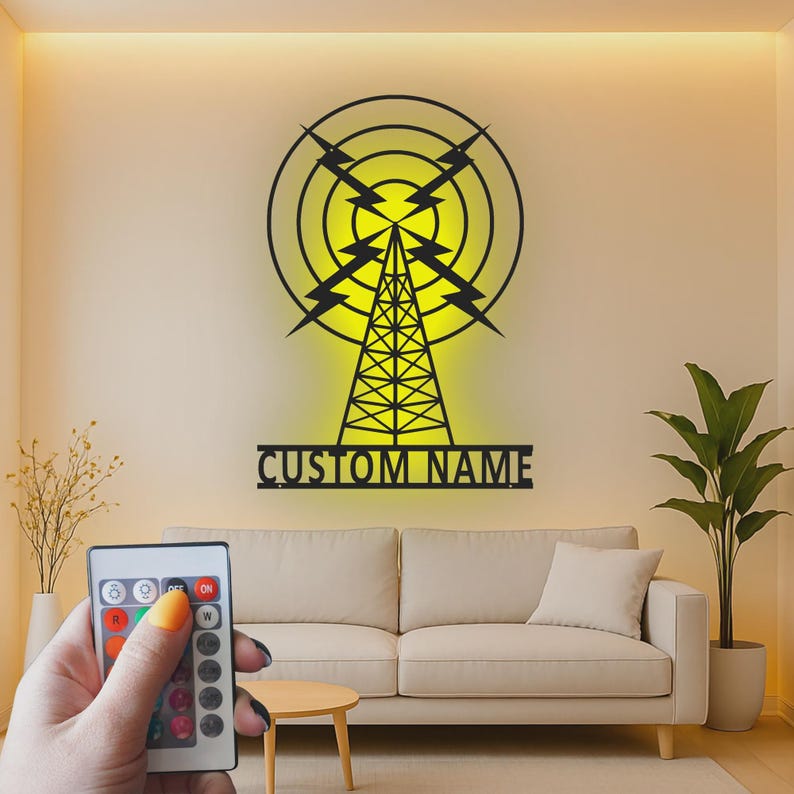 Custom Radio Tower LED Metal Sign | Vintage Broadcasting Art, Ham Radio Gift image 8