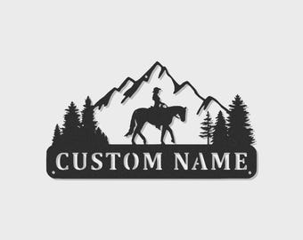 Personalized Horse Rider Metal Art | Custom Equestrian LED Sign | Ranch & Cabin Wall Decor Gift