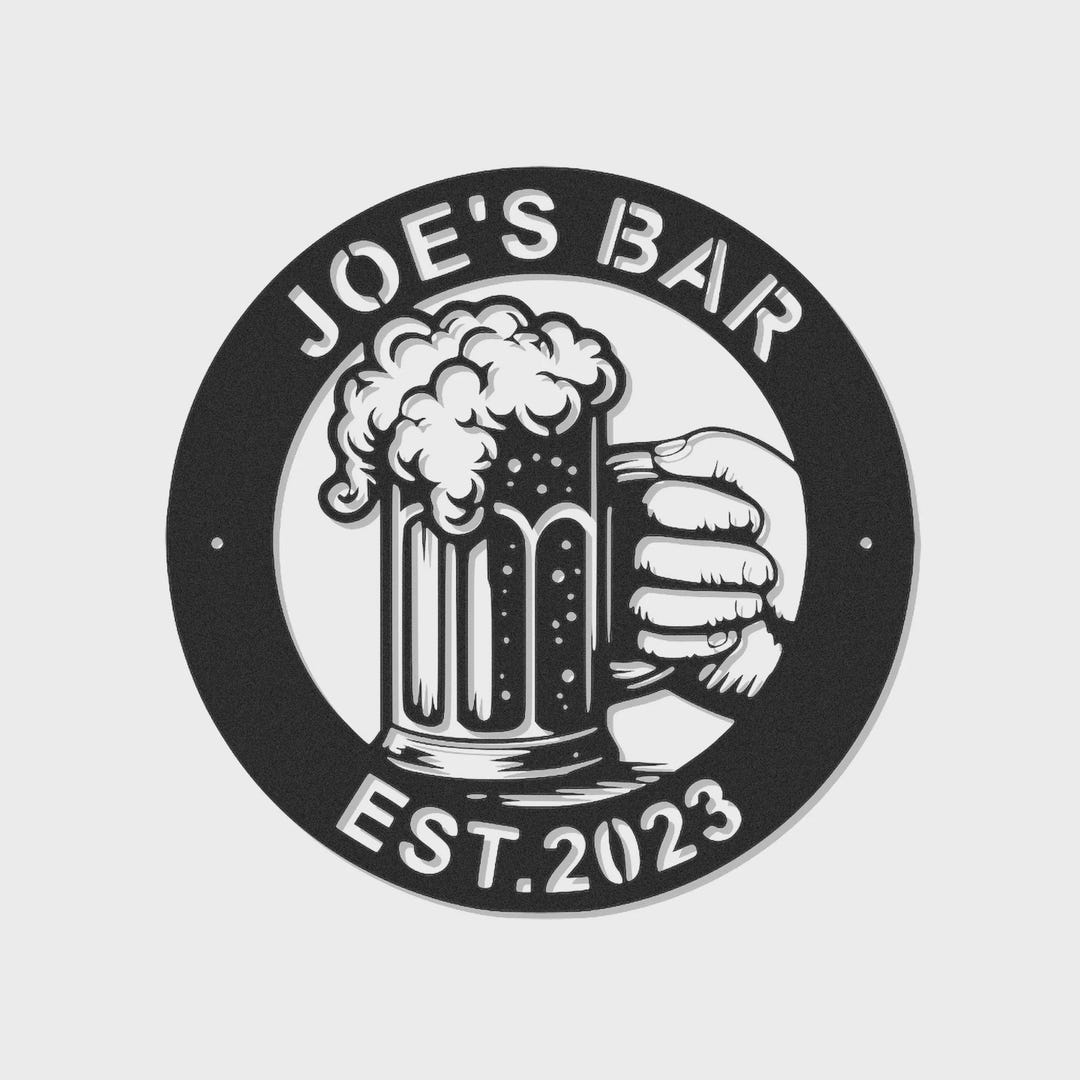 Custom Beer Mug Led Light Metal Wall Art Personalized Bar Gift for Him ...
