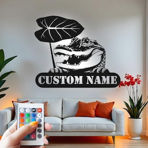 Custom Alligator LED Metal Wall Art: Personalized Gator Decor