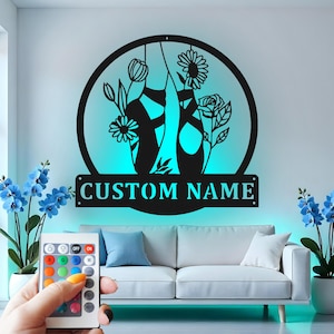 Custom Ballet Shoes Metal Wall Art: LED Dance Studio Decor