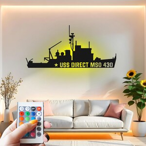 Custom Navy Ship Metal Wall Art: LED Silhouette Decor, Veteran Gift