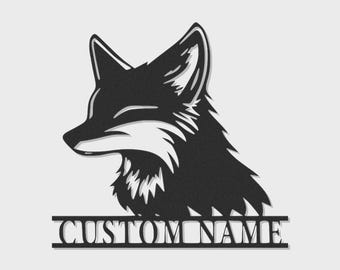 Custom Fox Metal Wall Art | Personalized LED Name Sign, Woodland Nursery Decor