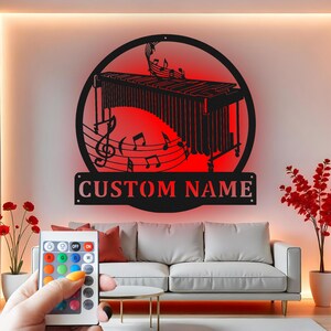 Custom Marimba Metal Wall Art: LED Music Decor