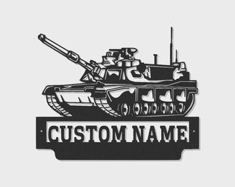 Personalized Military Tank LED Metal Sign | Custom Name Wall Art