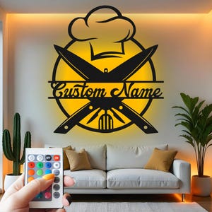 Custom Chef Metal Wall Art: LED Kitchen Decor, Culinary Gift