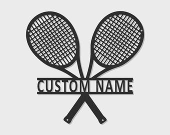 Custom Tennis Racket Metal Wall Art: Personalized LED Game Room Decor