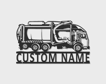 Garbage Truck LED Metal Sign | Personalized Sanitation Worker Gift | Custom Waste Management Wall Art