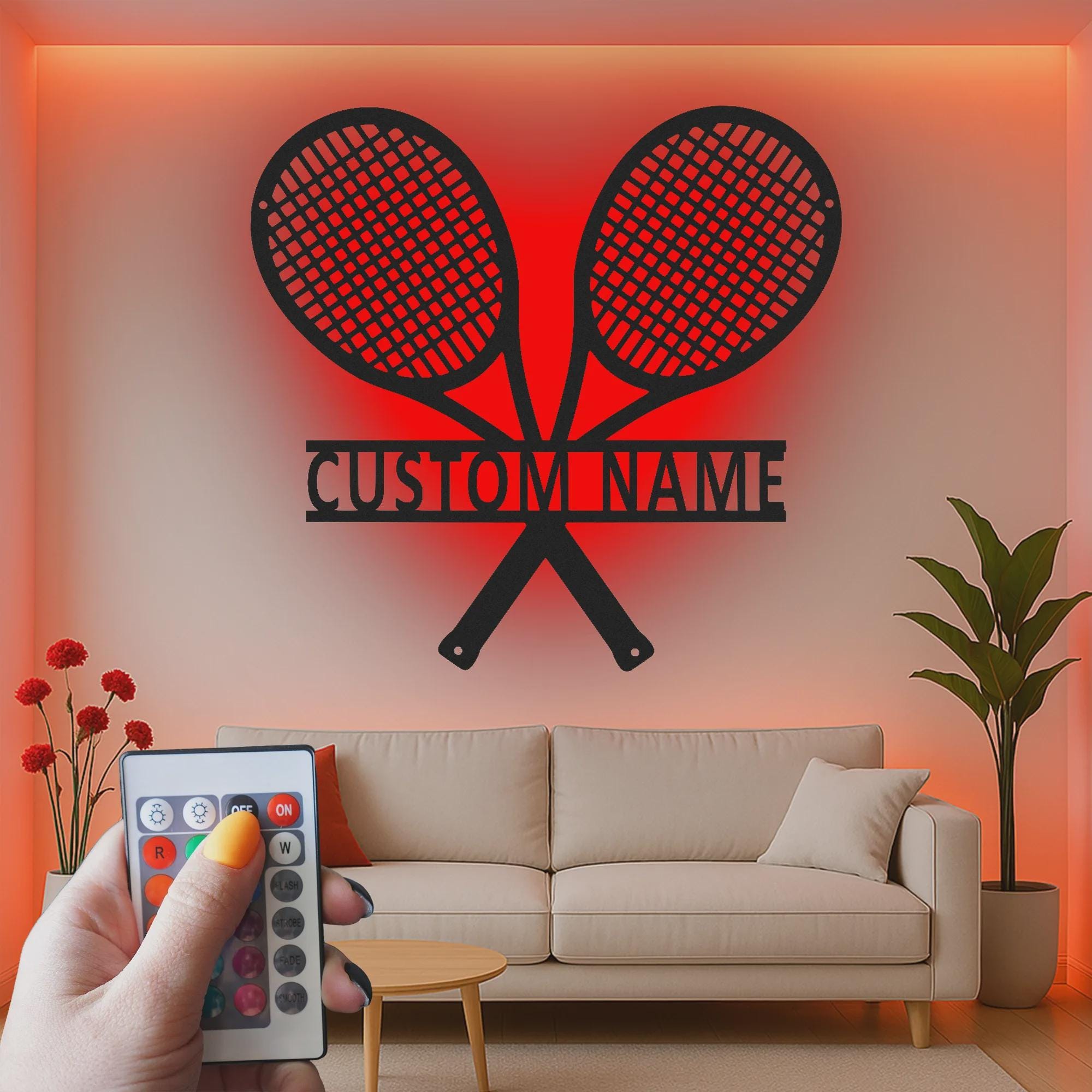 Custom Tennis Rackets Led Light Metal Wall Art Personalized Gift for ...
