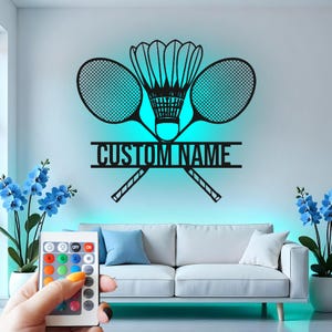 Custom Badminton LED Metal Wall Art: Personalized Sports Decor