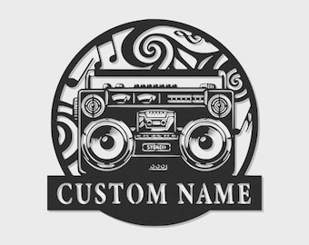 Custom Boombox LED Metal Wall Art – Personalized Retro Music Decor
