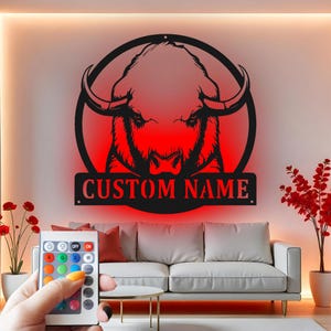 Aangepaste metalen led-muurkunst Buffalo: gepersonaliseerde interieurdecoratie
