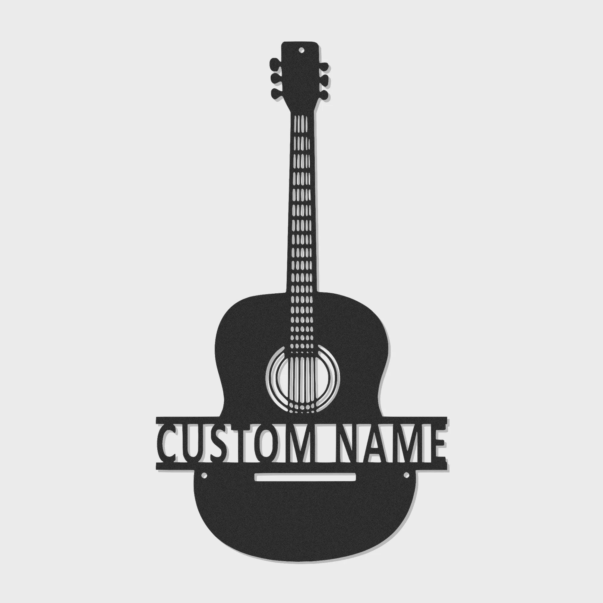 Personalized Acoustic Guitar LED Sign | Custom Metal Music Room