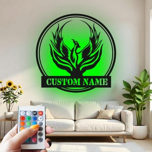 Kundenspezifische LED Phoenix-Metallwand-Kunst: Mythisches Hauptdekor