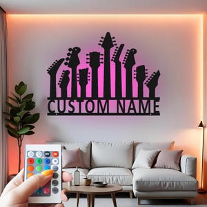 Custom Guitar LED Metal Wall Art: Personalized Musician Gift