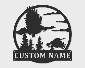 Custom Duck Hunting Metal Sign | Personalized Hunter Wall Decor | LED Cabin Art