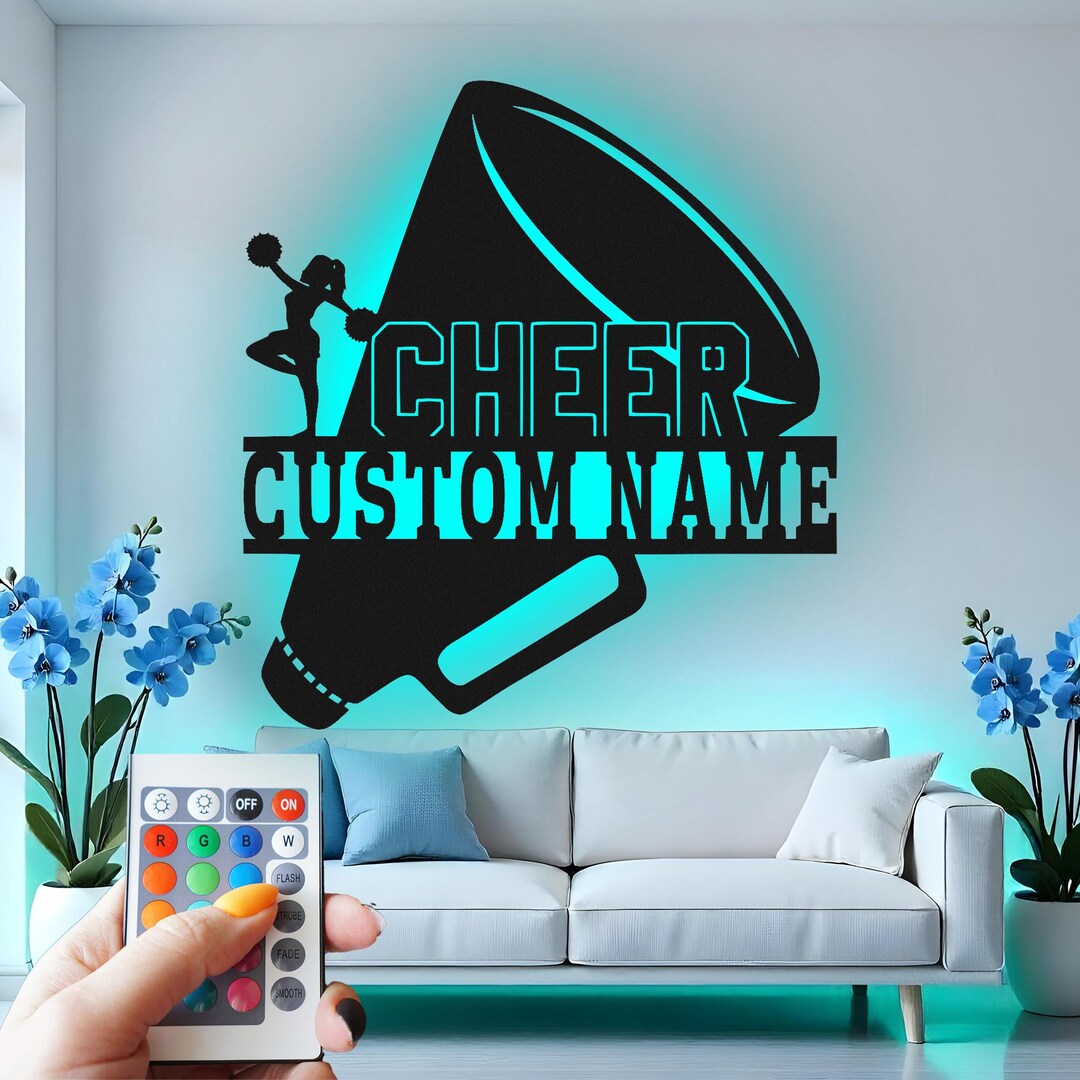 Cheerleading Custom Sign Metal Wall Decor With Led Light , Cheer Team ...