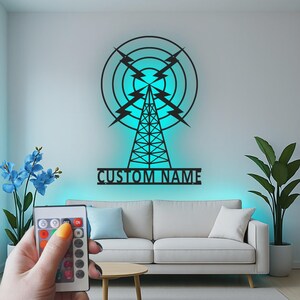Custom Radio Tower LED Metal Sign | Vintage Broadcasting Art, Ham Radio Gift image 10