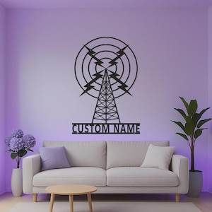 Custom Radio Tower LED Metal Sign | Vintage Broadcasting Art, Ham Radio Gift image 9