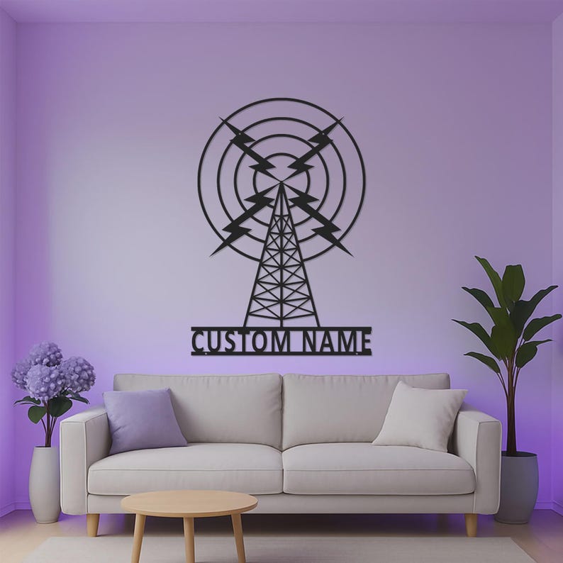 Custom Radio Tower LED Metal Sign | Vintage Broadcasting Art, Ham Radio Gift image 9