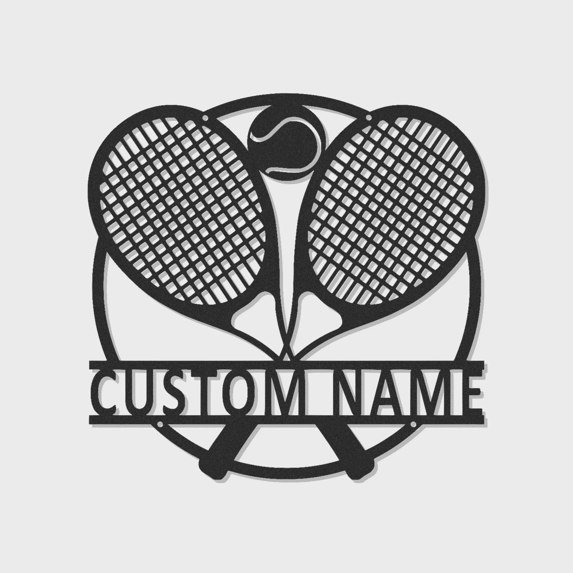 Tennis Racket Sign Custom Custom Tennis Racket LED Metal Sign | Personalized Player Name Art ...