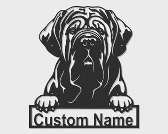 Custom English Mastiff LED Sign | Metal Dog Portrait Wall Art, Remote Controlled Lighting