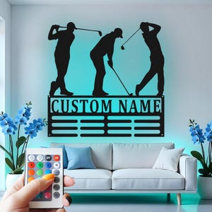 Custom Golf LED Metal Wall Art: Personalized Golfer Gift