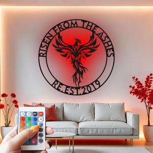 Kundenspezifische LED Phoenix-Metallwand-Kunst: Inspirational Wohndekor