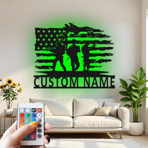Aangepaste led-metalen muurkunst militaire soldaat: patriottische veteraan
