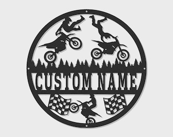 Personalized Motocross Metal Sign | Custom Dirt Bike Wall Art, Racing Decor