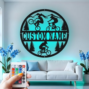 Custom BMX Metal Wall Art with LED: Personalized Bike Decor