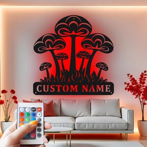 Custom Mushroom LED Metal Wall Art: Whimsical Home Decor