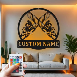 Custom Chainsaw Metal Wall Art: Lumberjack LED Garage Decor