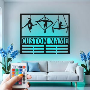 Custom Aerial Silks Metal Wall Art: LED Gymnastics Decor