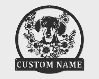 Custom Dachshund Metal Wall Art with LED Lights – Personalized Dog Lover Decor