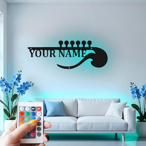 Custom Guitar LED Metal Wall Art: Personalized Music Room Decor