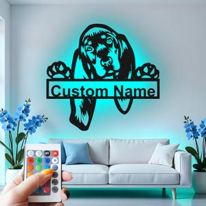 Custom Dog LED Metal Wall Art: Personalized Puppy Decor
