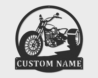 Custom Motorrad LED Metallschild | Personalisierte Biker Garage Wandkunst