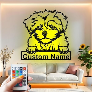 Custom LED Dog Metal Wall Art: Personalized Pet Memorial Decor